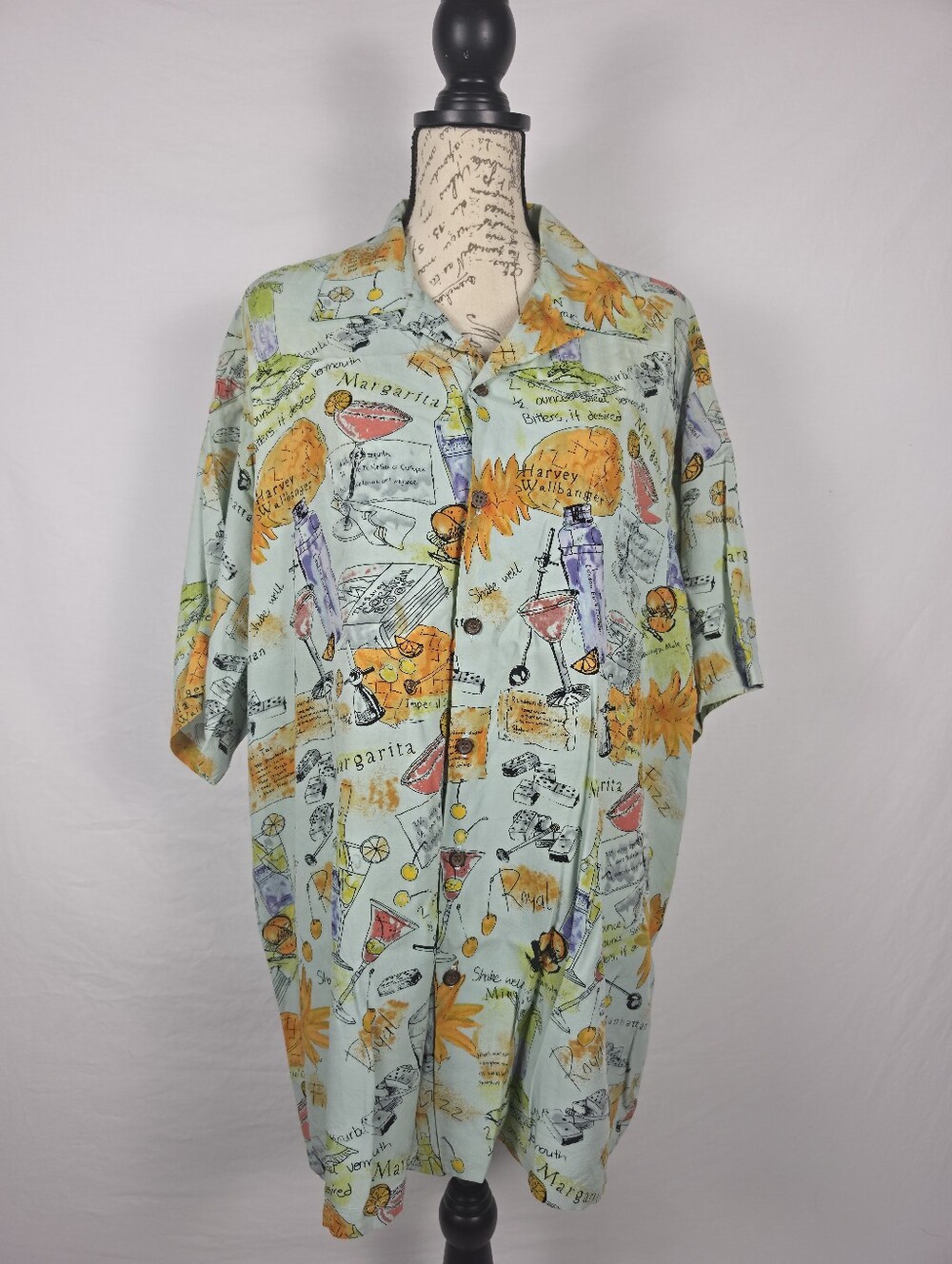 Tori Richard Men’s L Cocktail Recipe Tropical Print Hawaiian Camp Shirt - L